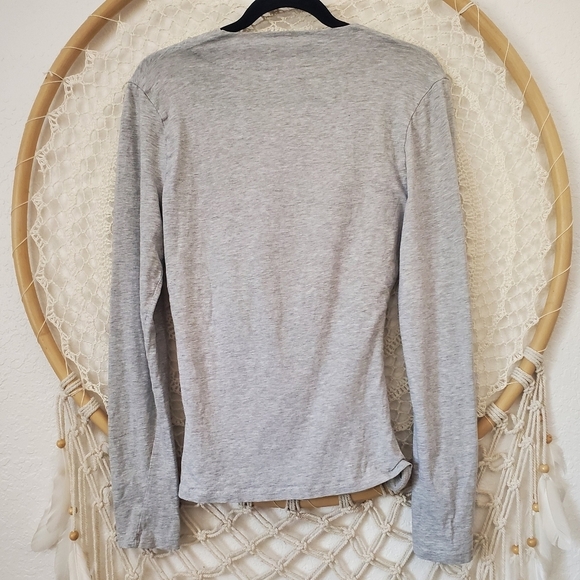Sundance Vanessa Faux Wrap V-Neck Western Boho Ruched Rodeo Gray Pull-Over Top - Picture 7 of 8